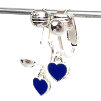 Clipoorbellen minihartjes donkerblauw, hangoorbellen